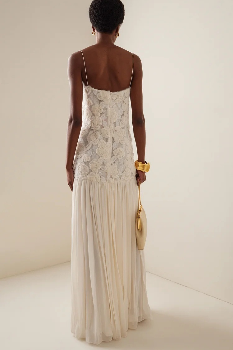 Spaghetti Floral Pleat Maxi