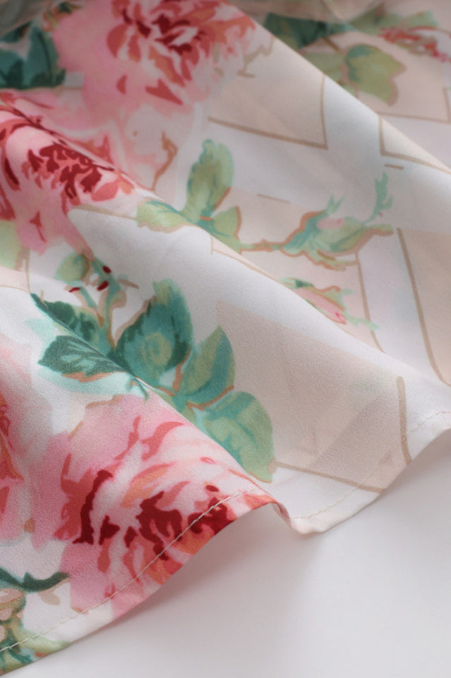Square Neck Ruched Floral Maxi