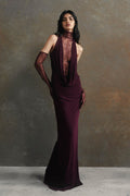 Plunging Cowl Lace Maxi