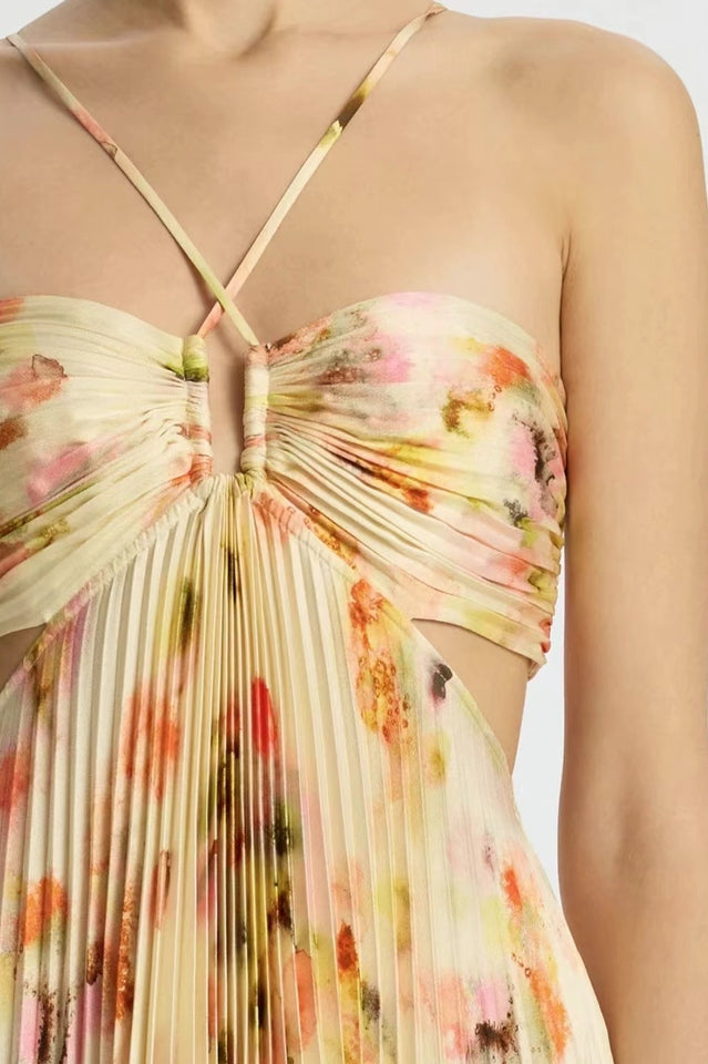 Halter Plunge Cut-Out Dress