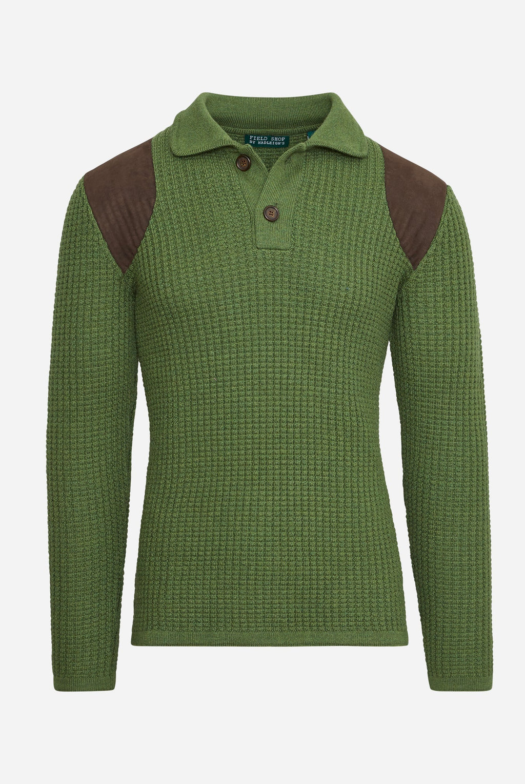 ‌Suede-Accented Wool Ribbed Crewneck