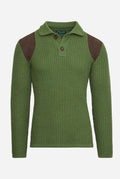 ‌Suede-Accented Wool Ribbed Crewneck