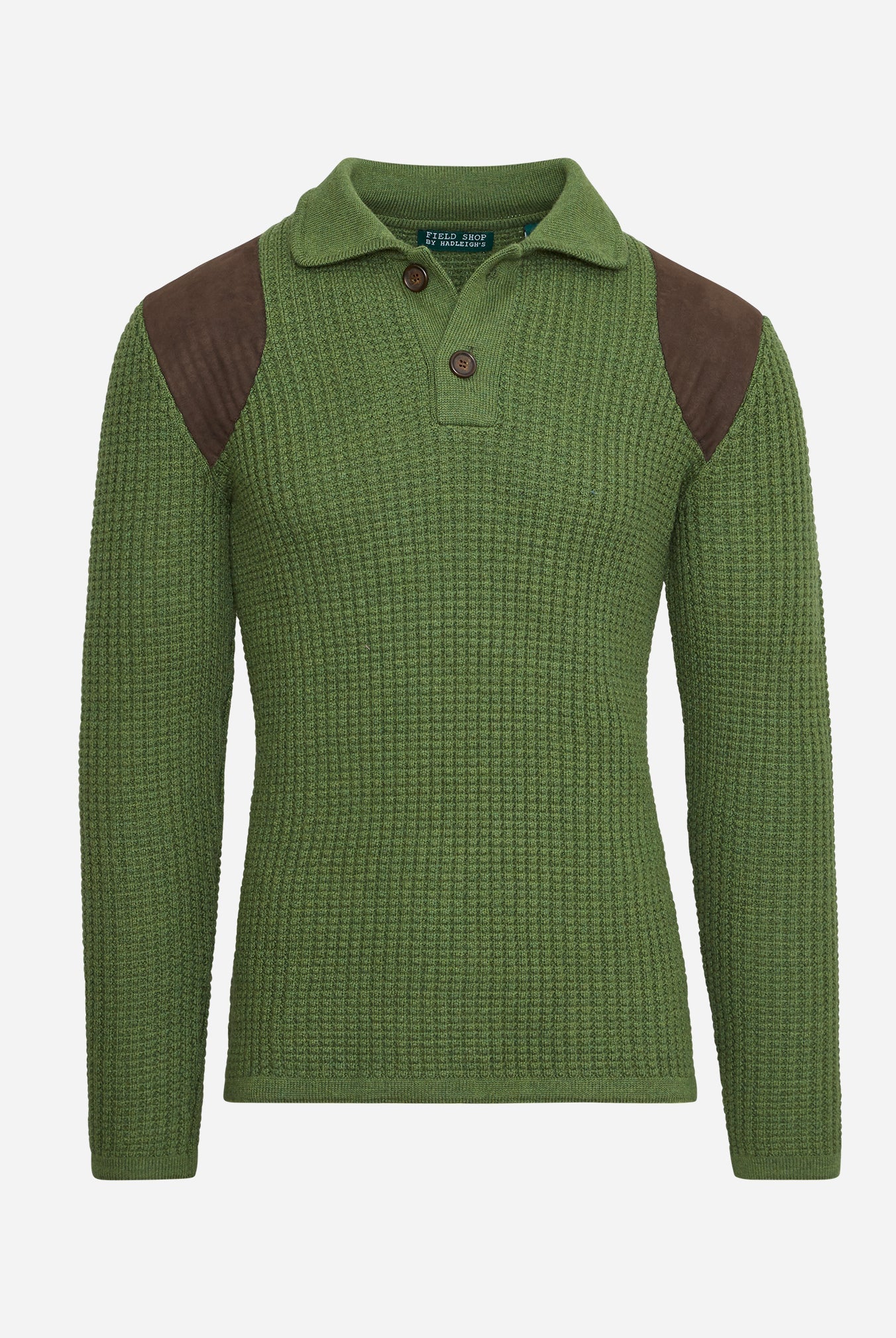 ‌Suede-Accented Wool Ribbed Crewneck