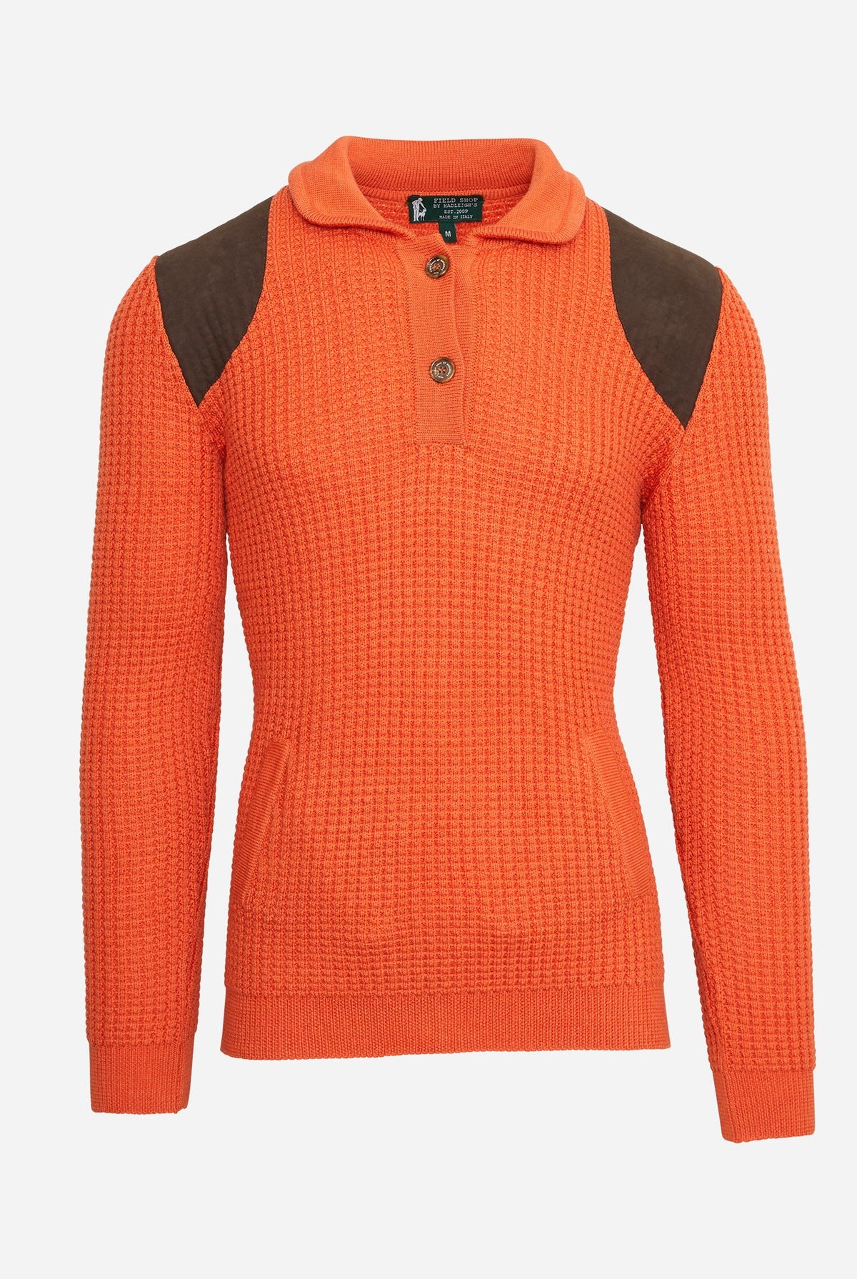‌Suede-Reinforced Wool Collared Sweater