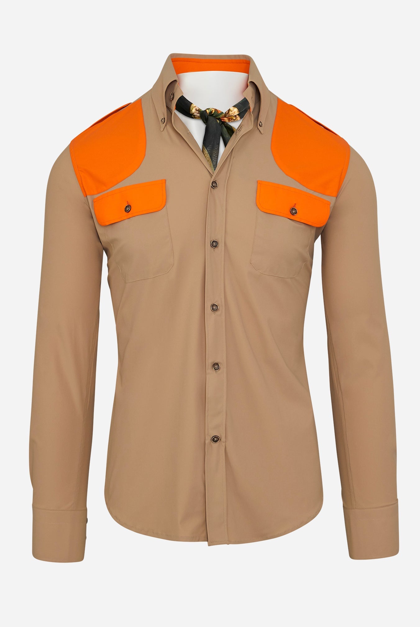 Field Shirt in Sand with Blaze Orange