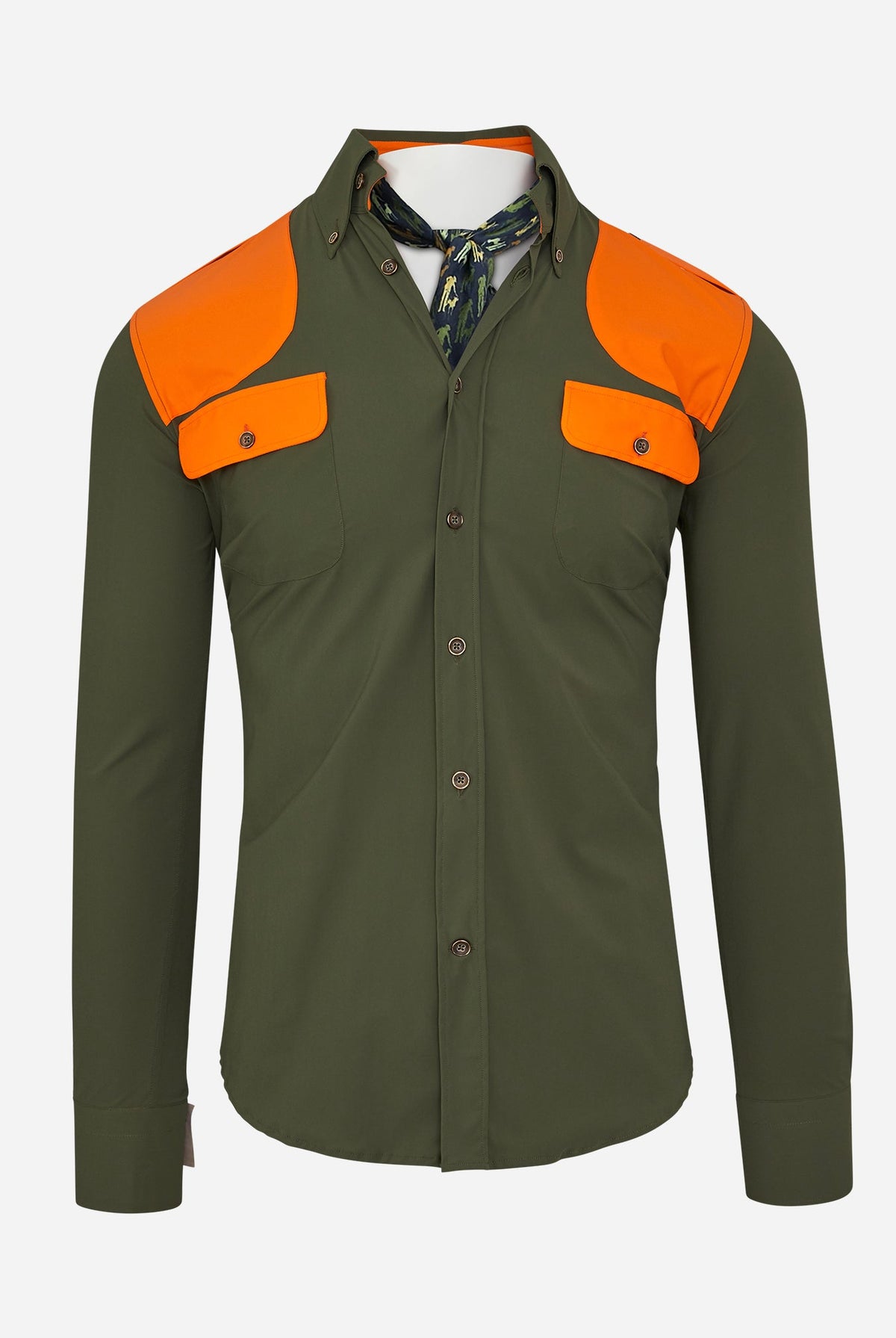 Field Shirt in Green with Blaze Orange