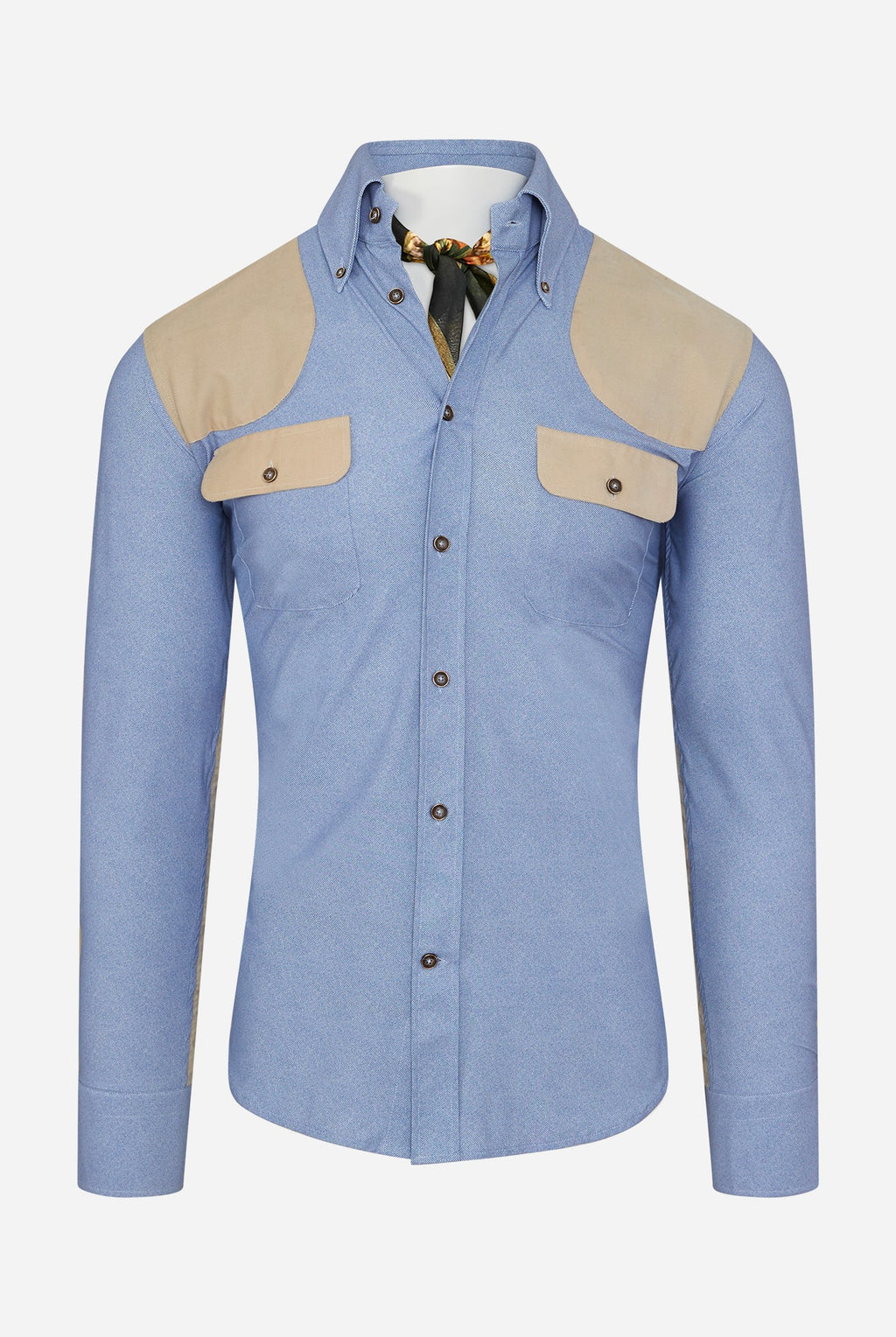 Performance Field Shirt in Blue with Tan