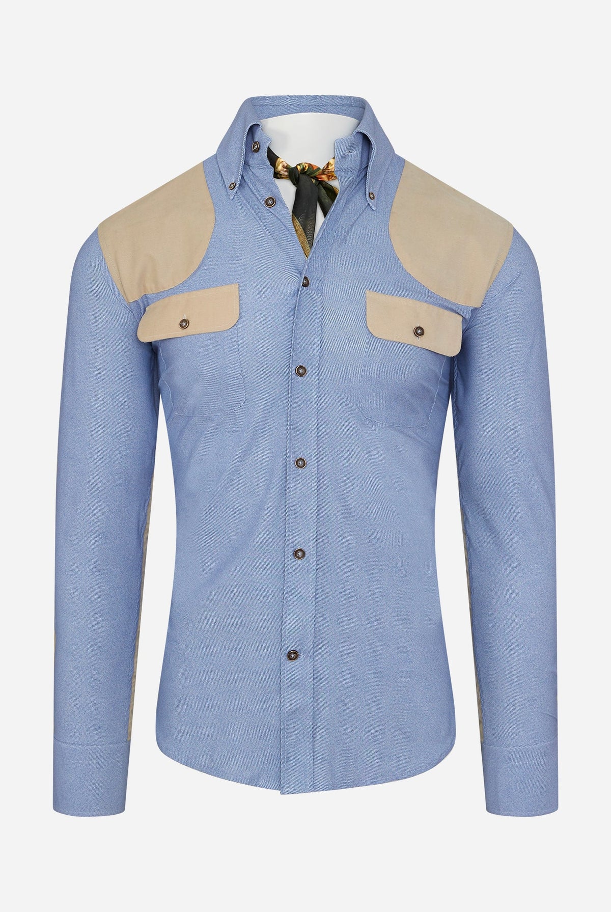 Performance Field Shirt in Blue with Tan