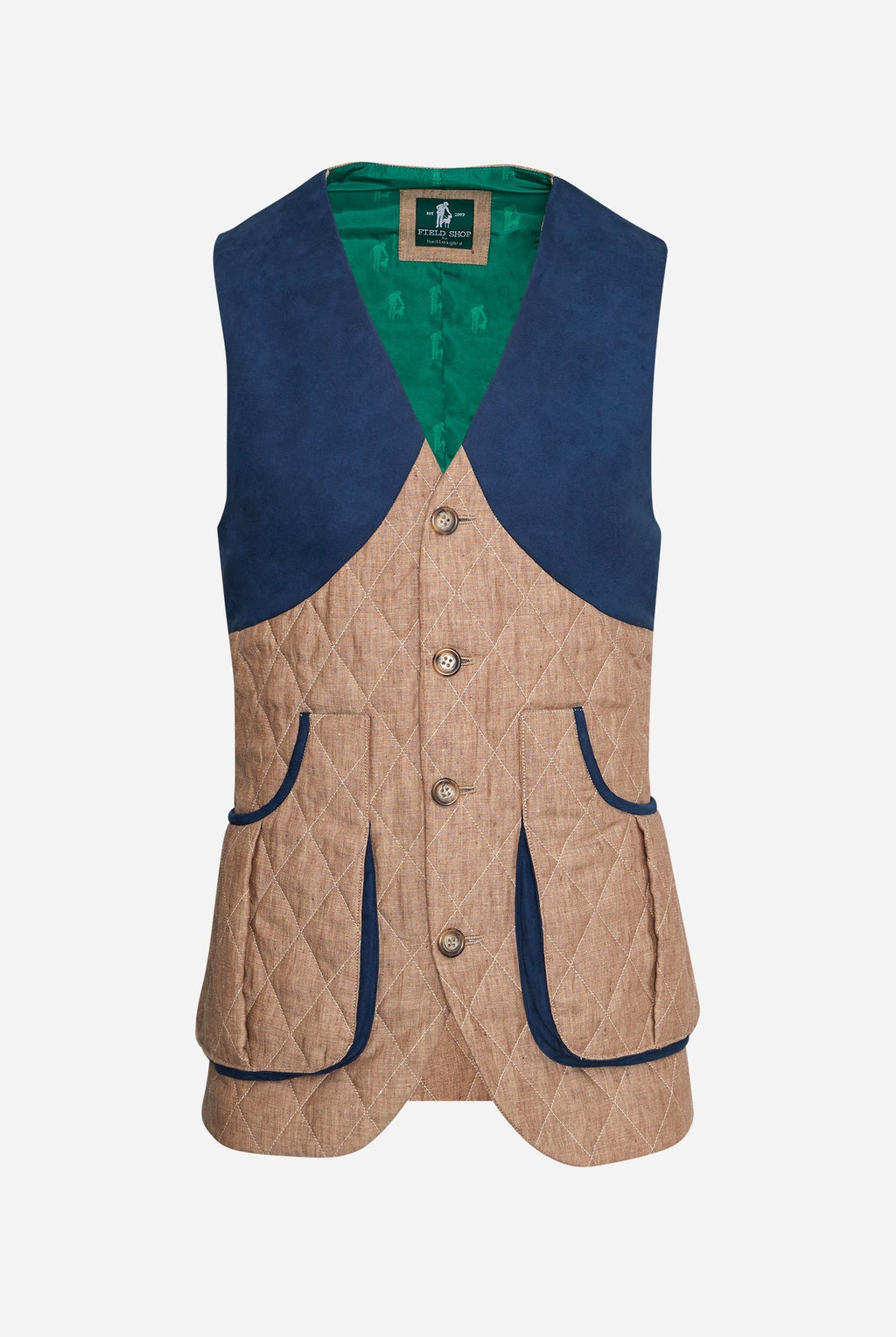 Field Vest in Tan Quilted Linen