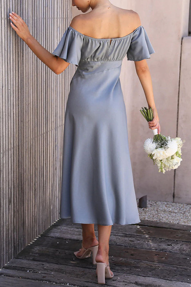 Butterfly Sleeve Off-Shoulder Midi
