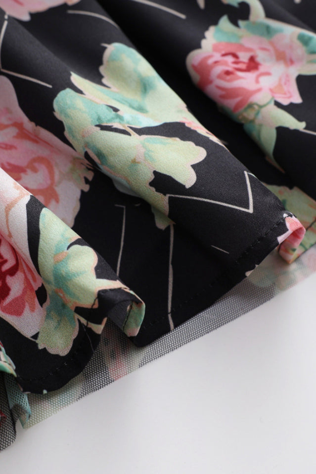Square Neck Ruched Floral Maxi