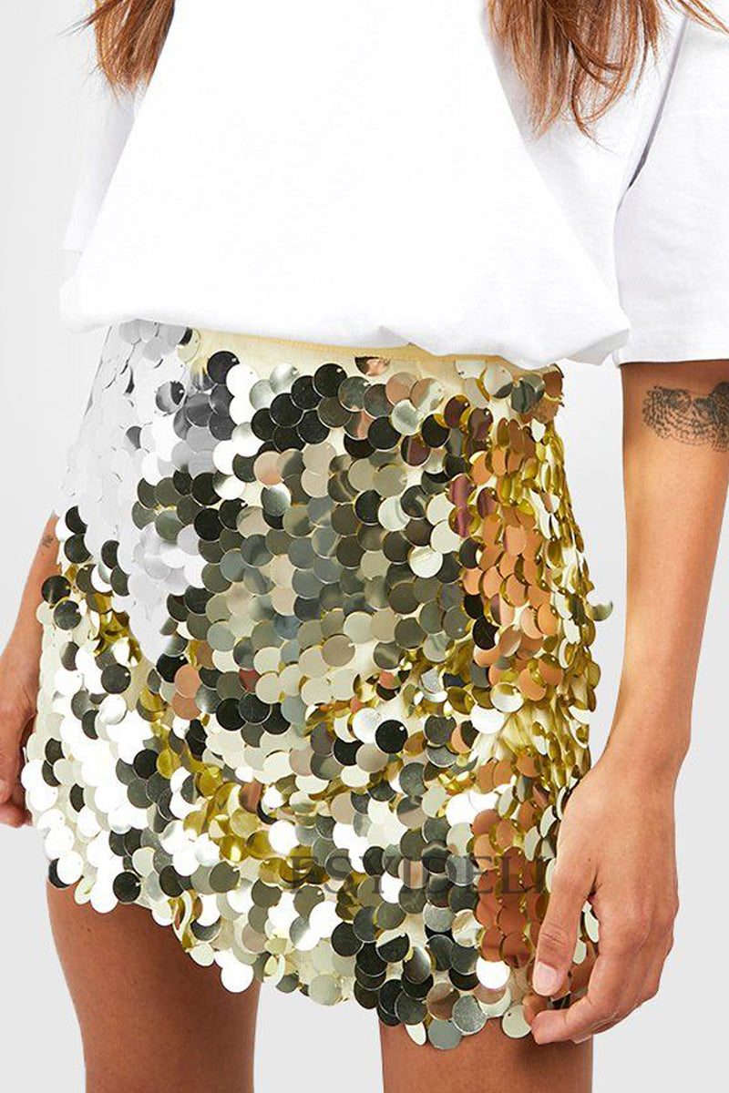 Sequined A-Line Sexy Party Mini Skirt