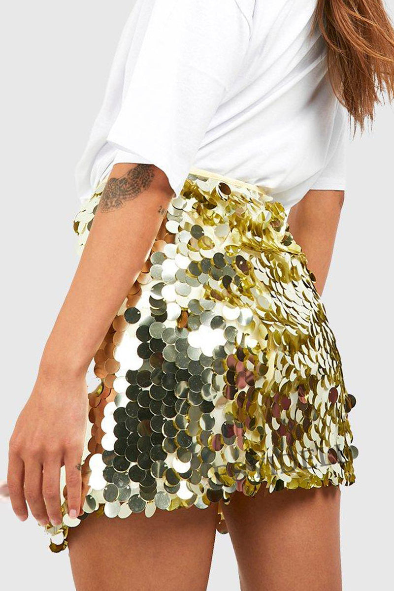 Sequined A-Line Sexy Party Mini Skirt