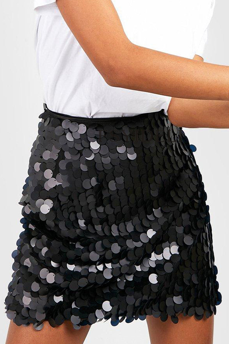 Sequined A-Line Sexy Party Mini Skirt