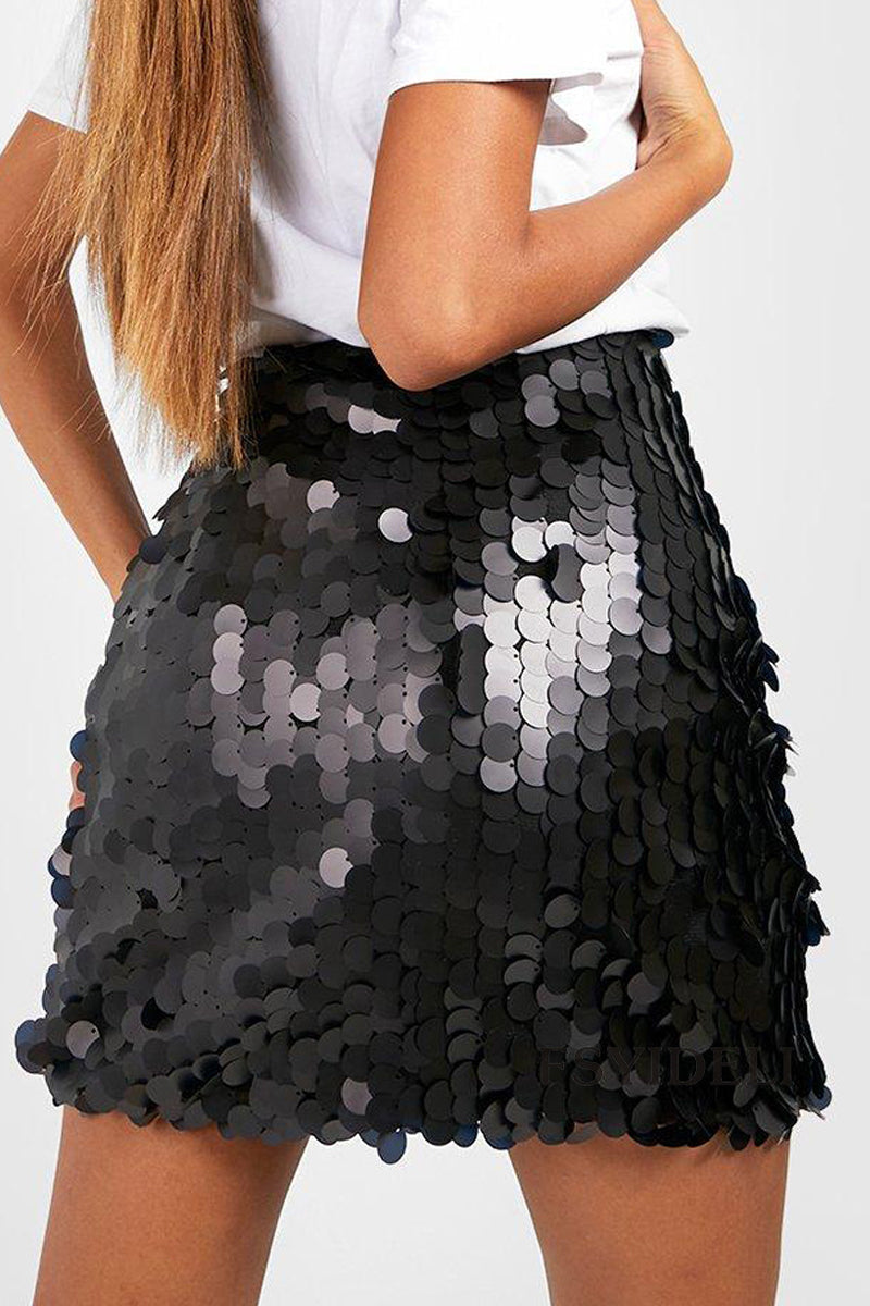 Sequined A-Line Sexy Party Mini Skirt