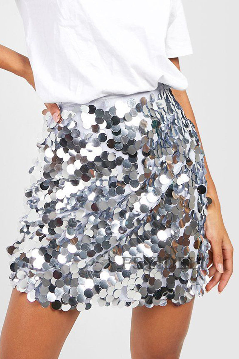 Sequined A-Line Sexy Party Mini Skirt