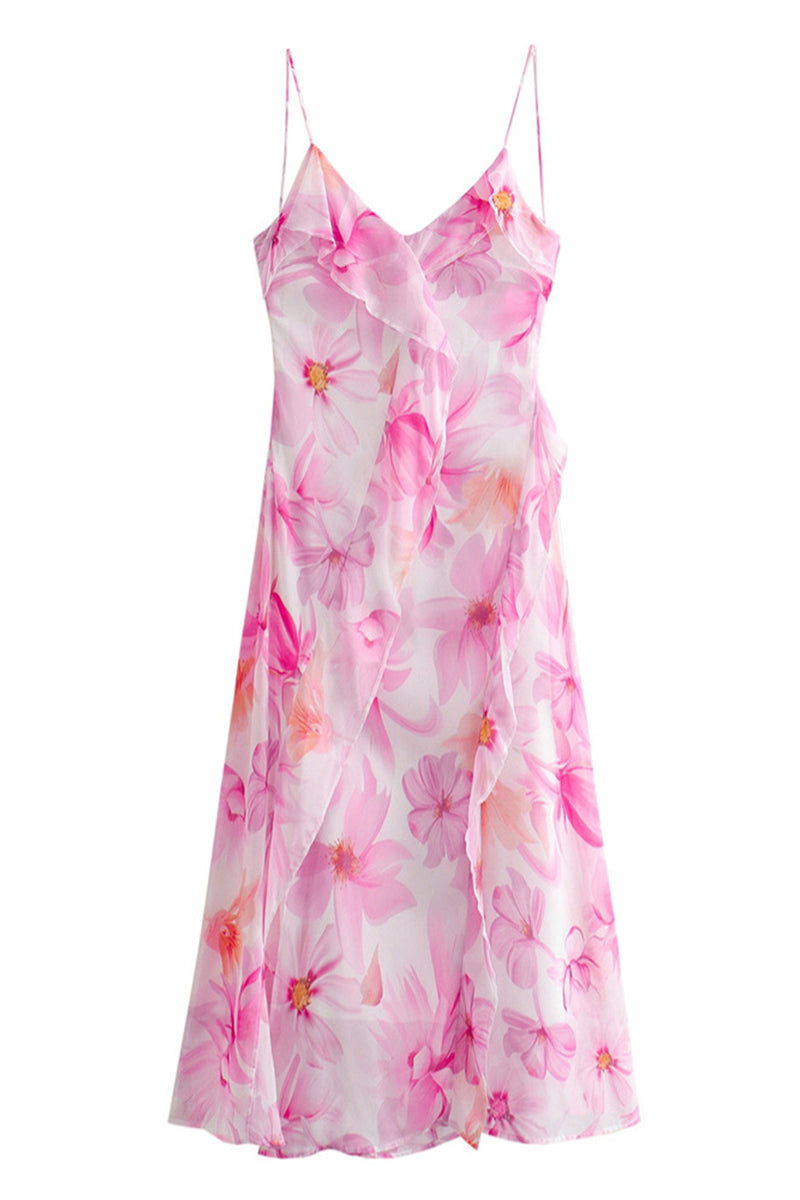 Backless Floral Spaghetti Dress