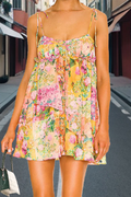 Patchwork Floral Spaghetti Dress