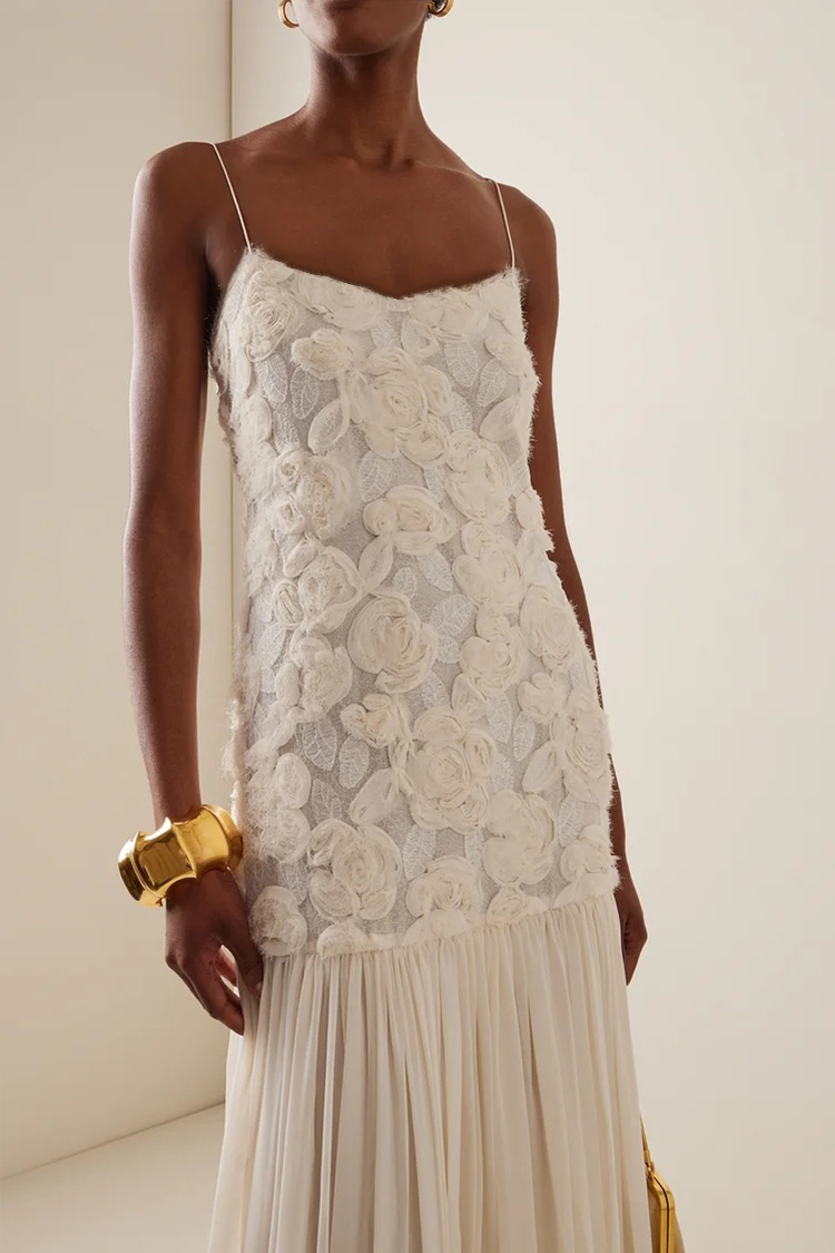 Spaghetti Floral Pleat Maxi