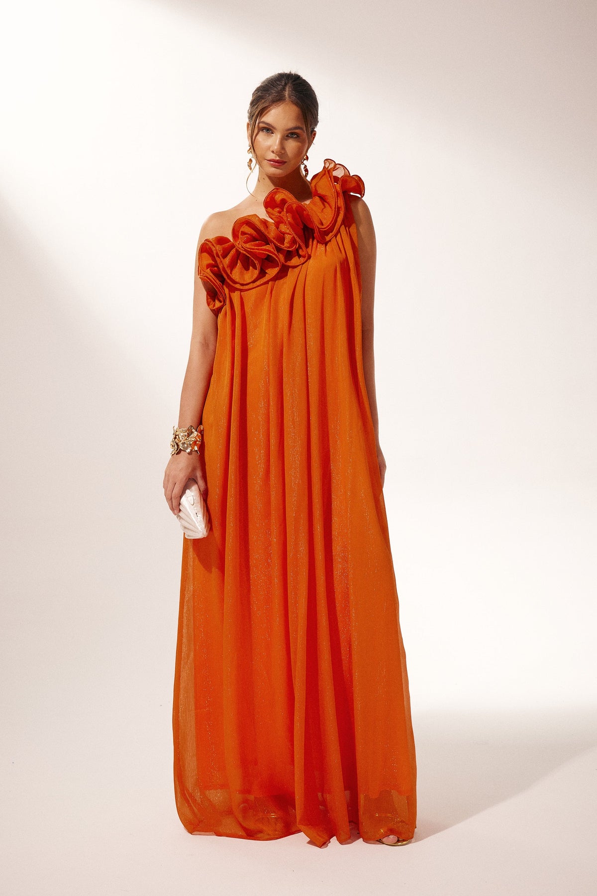 Gathered Ruffle Floor Length