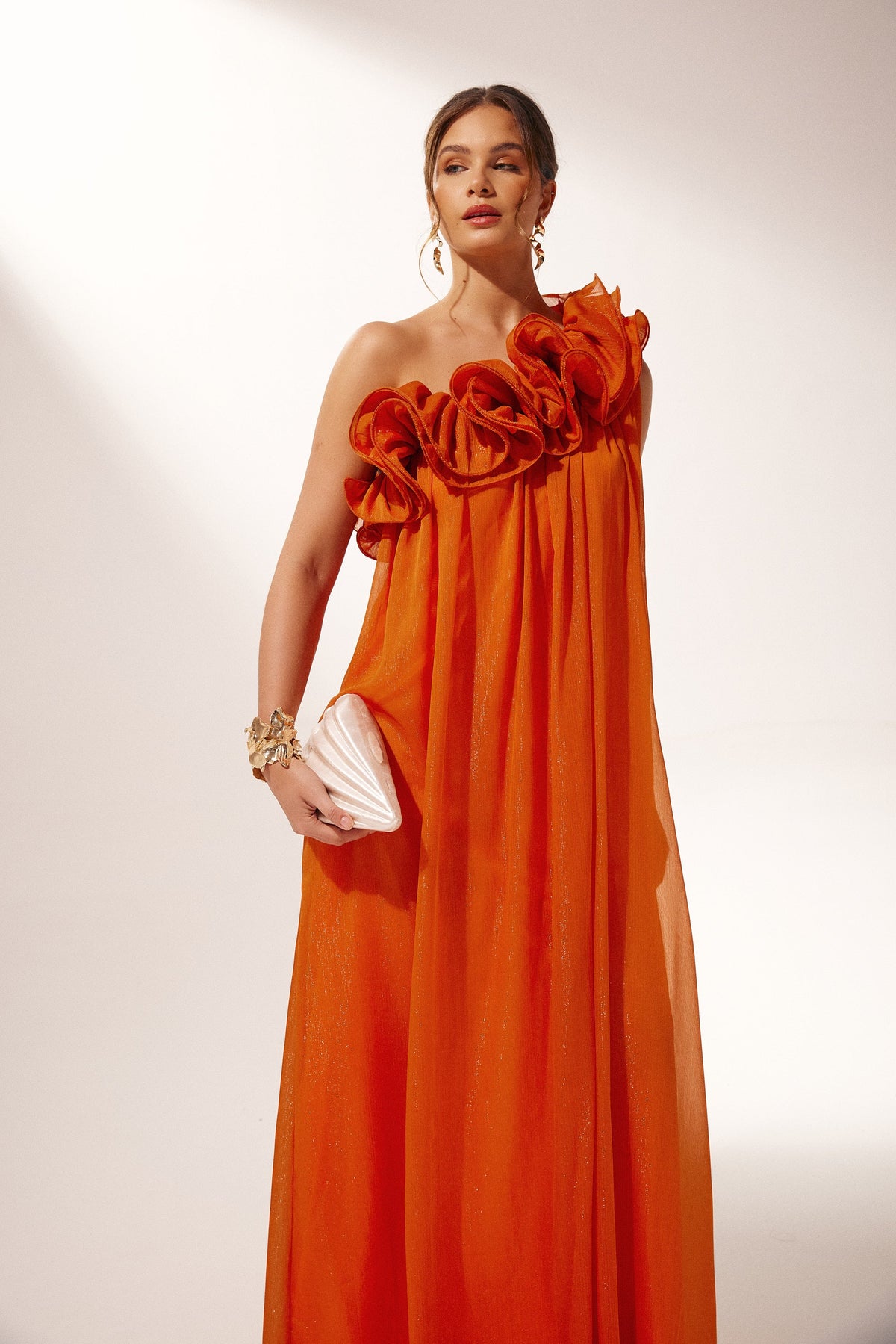 Gathered Ruffle Floor Length