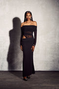 Off-Shoulder Stretch Mesh Maxi
