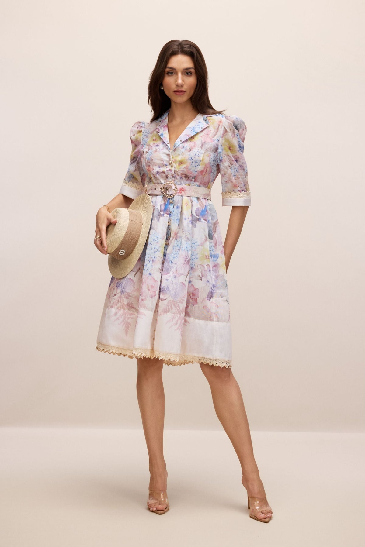 Belted Retro Lace Midi-Mini