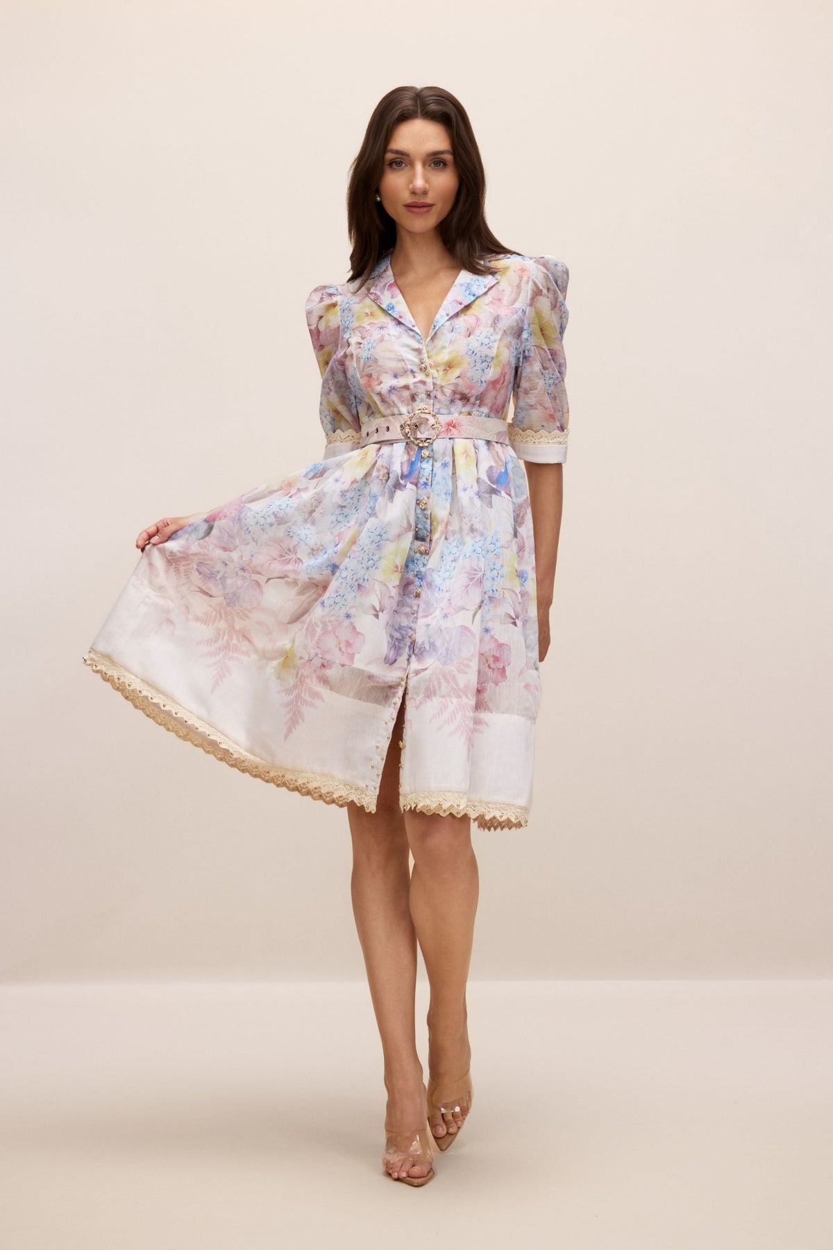 Belted Retro Lace Midi-Mini