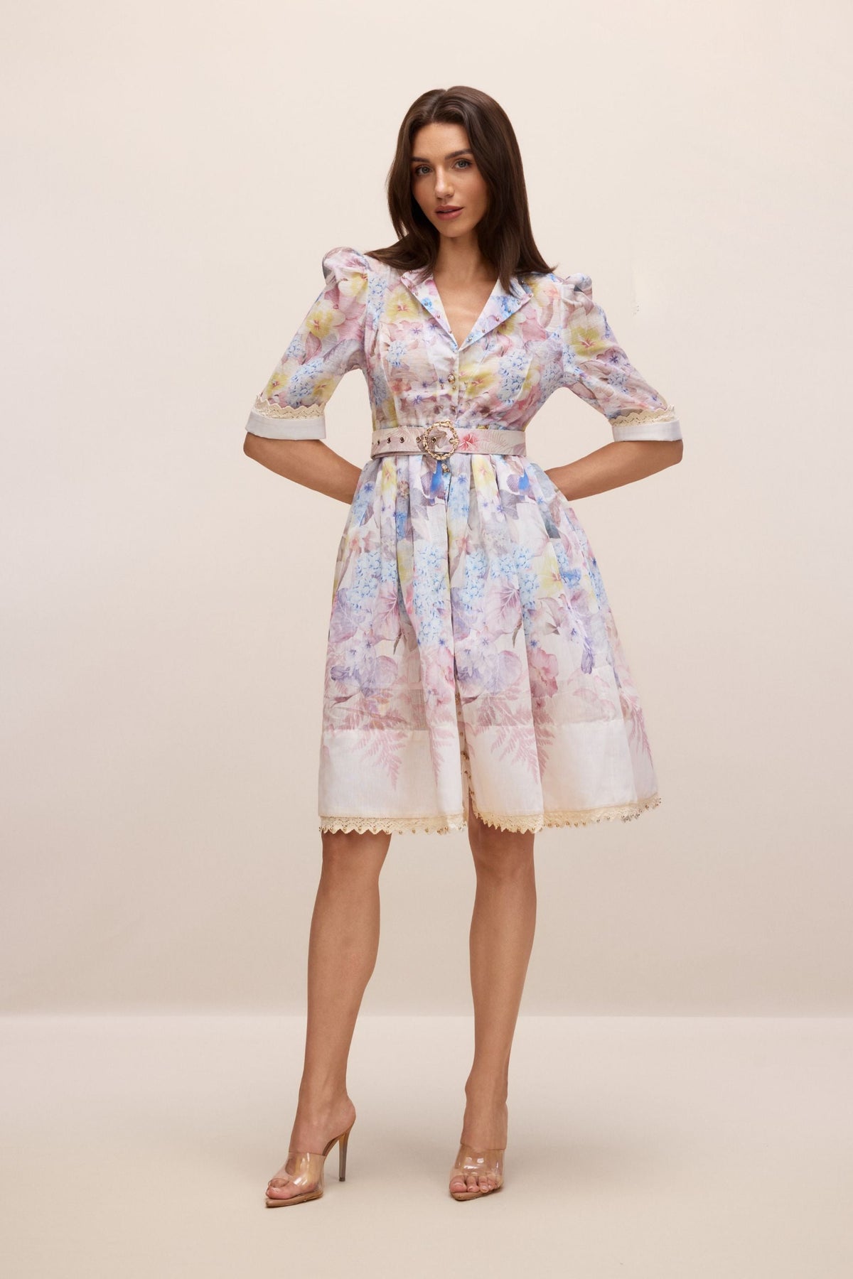 Belted Retro Lace Midi-Mini