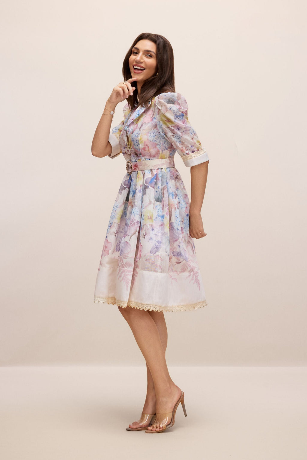 Belted Retro Lace Midi-Mini
