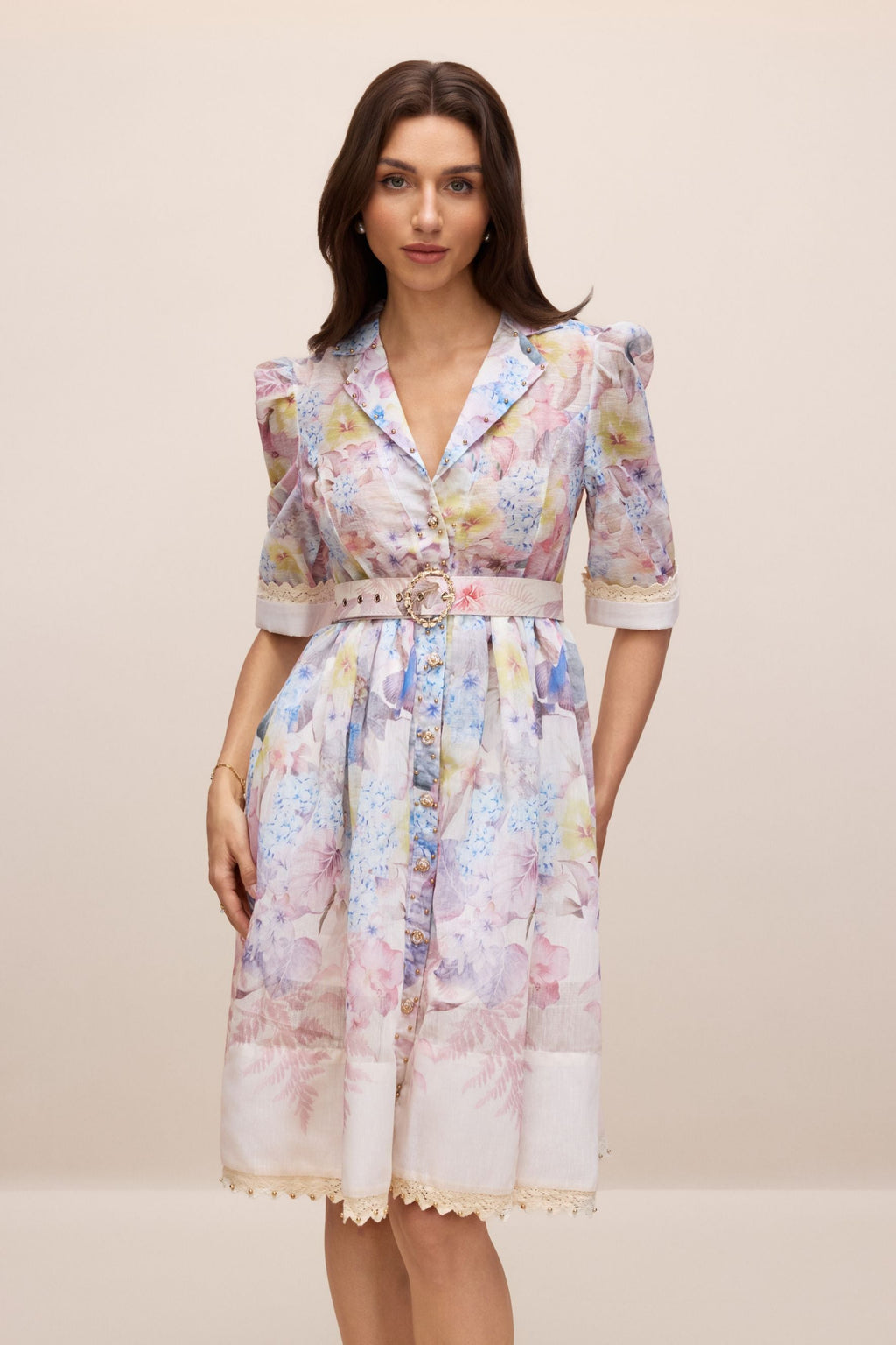 Belted Retro Lace Midi-Mini