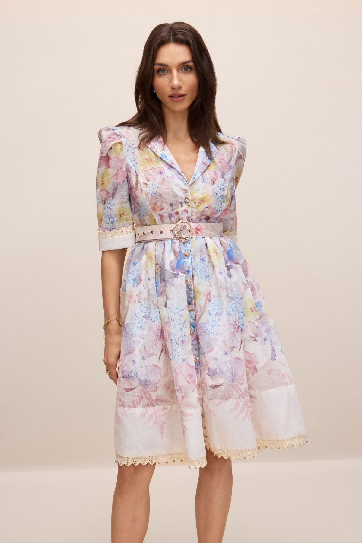Belted Retro Lace Midi-Mini