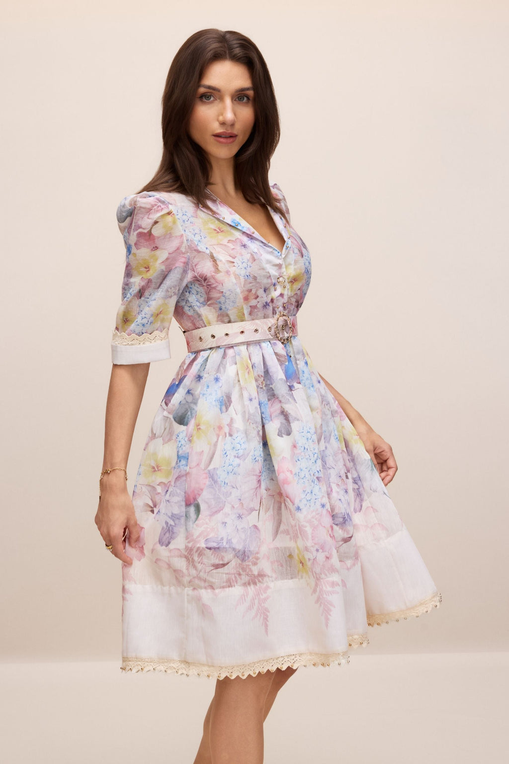 Belted Retro Lace Midi-Mini