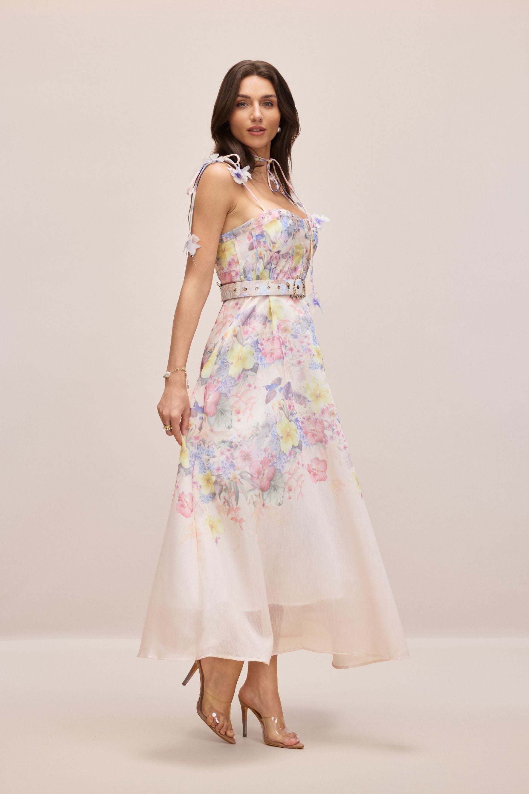 Diamanted Belted Waterfall Maxi