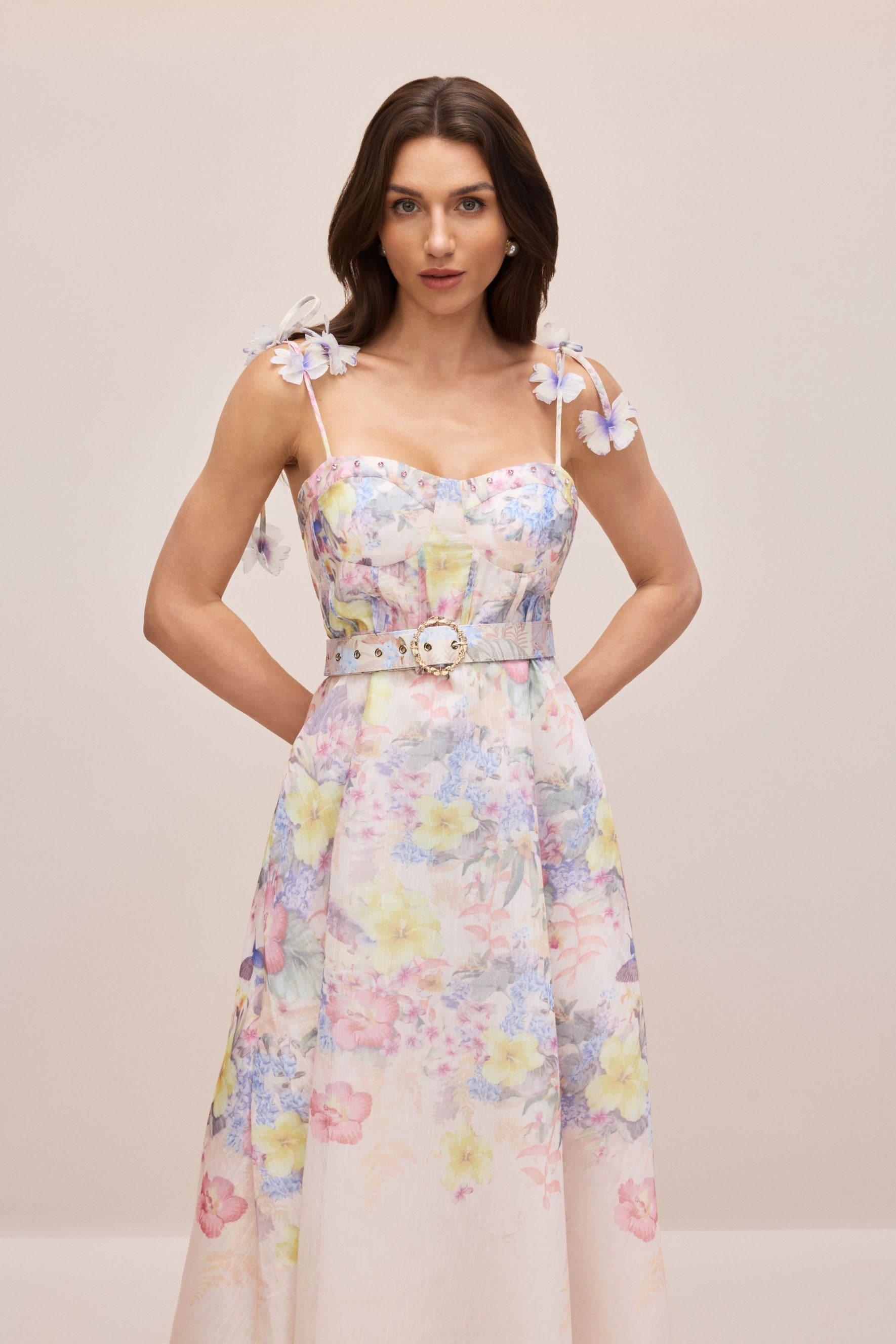 Diamanted Belted Waterfall Maxi