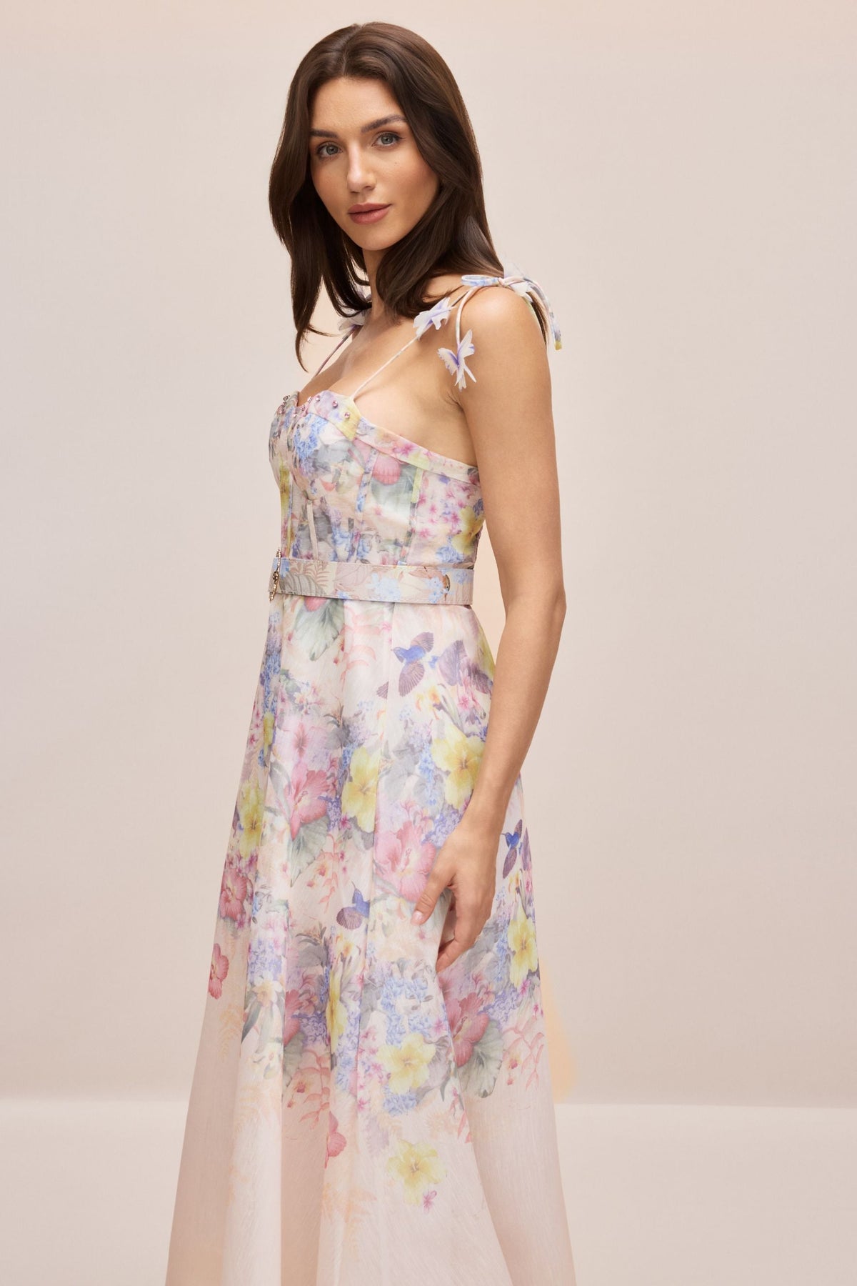 Diamanted Belted Waterfall Maxi
