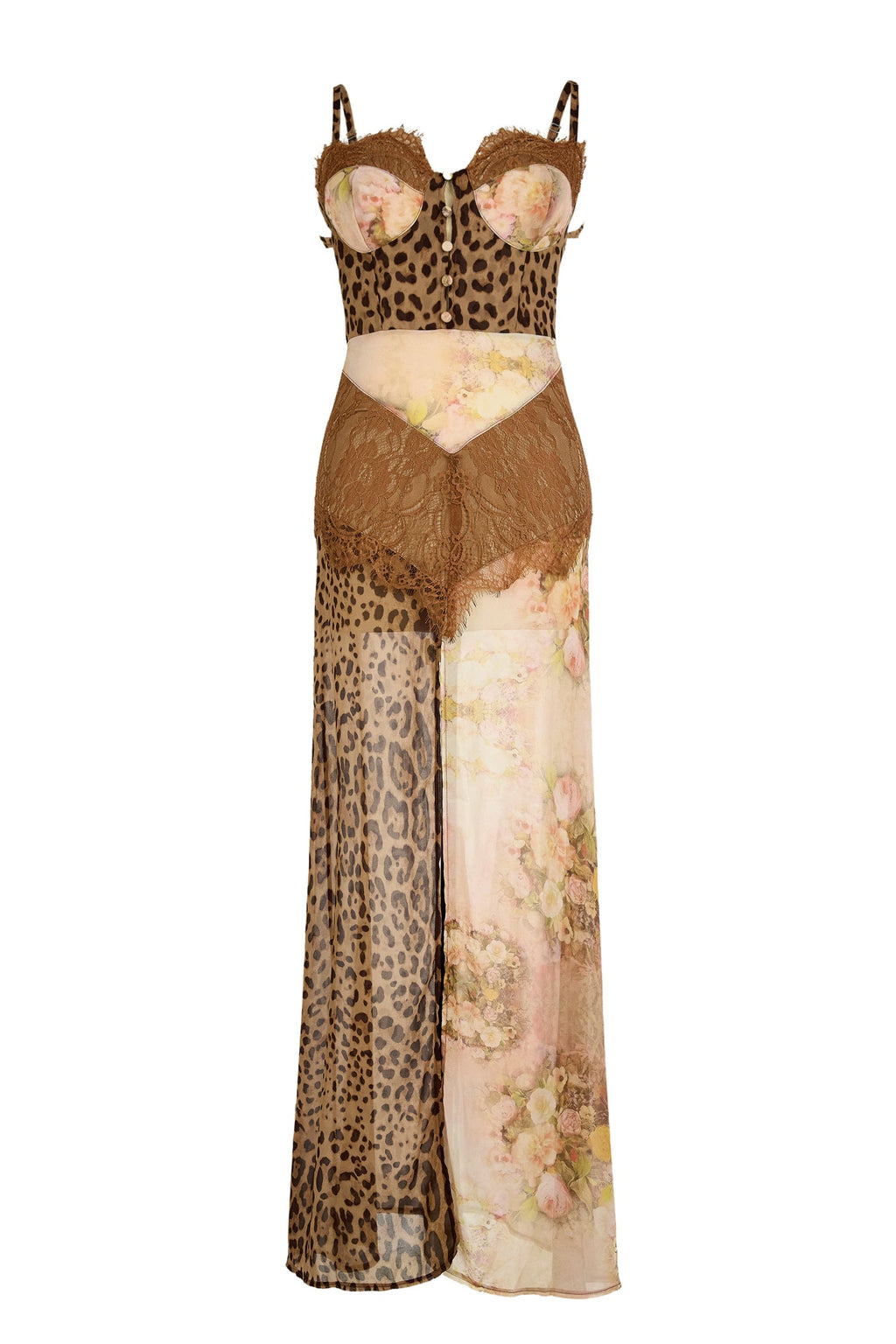 Leopard Splice Chiffon Maxi