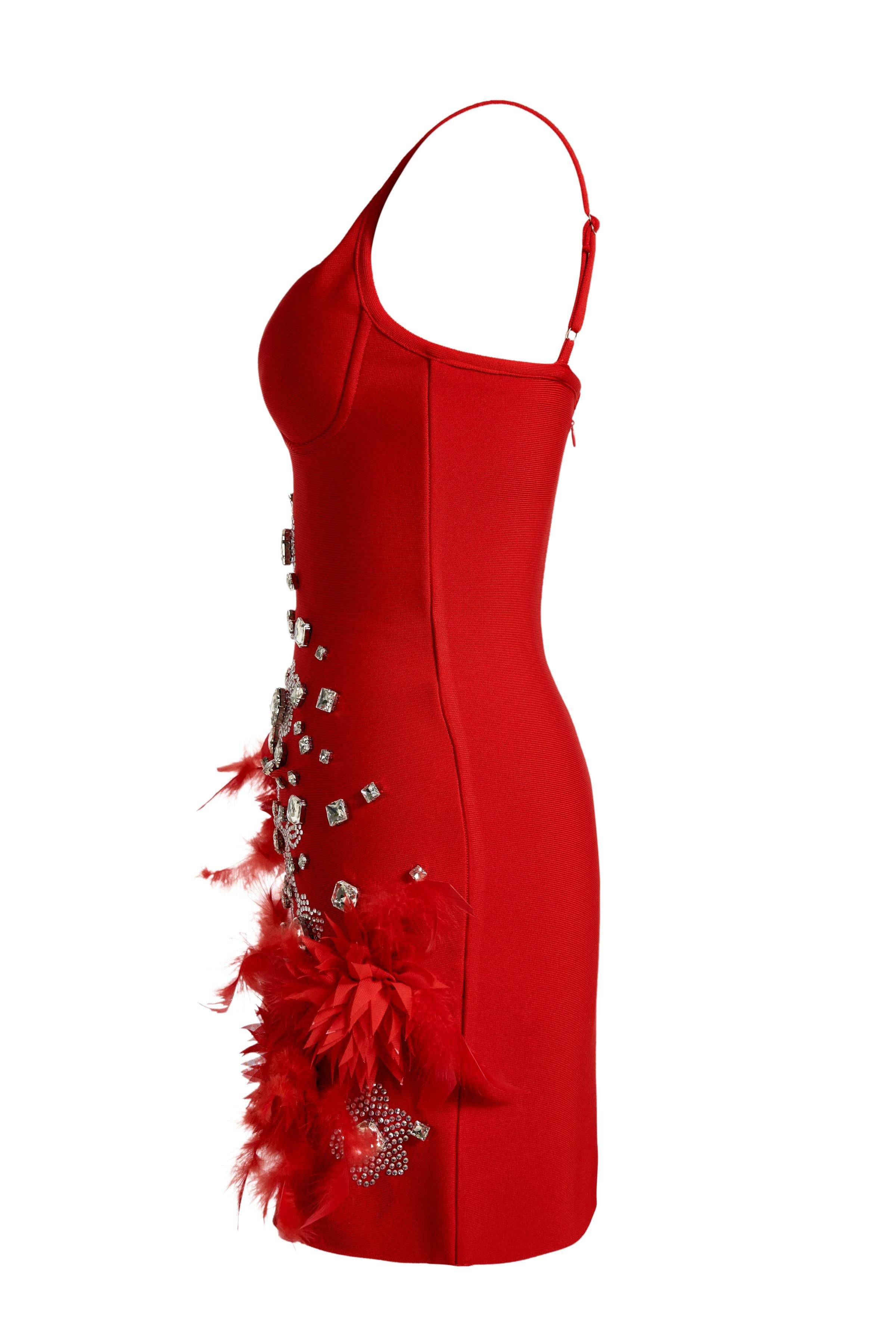 High-Stretch Red Flame Feather Mini
