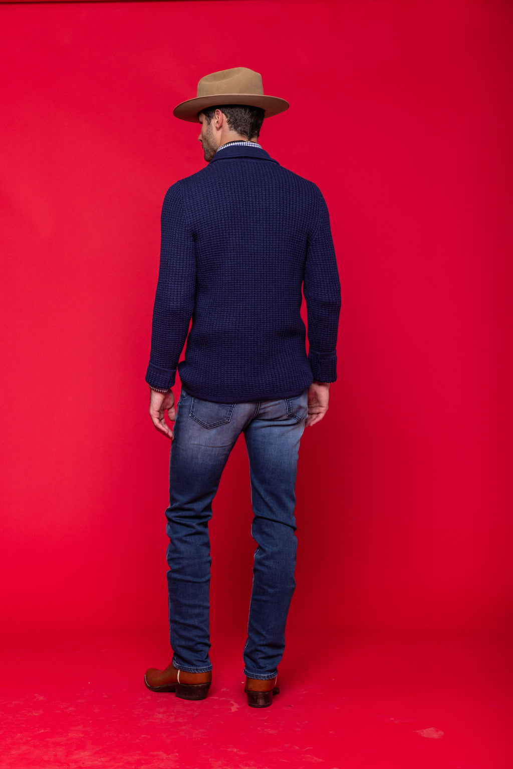 ‌Wool Knit Collared Slim Sweater‌