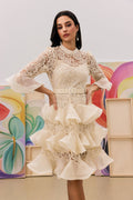 Belted Semi-Sheer Ruffle Maxi