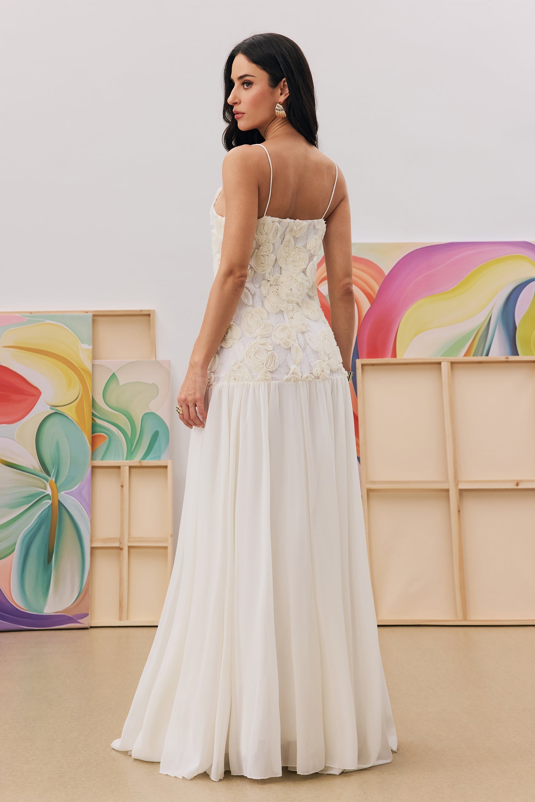 Spaghetti Floral Pleat Maxi