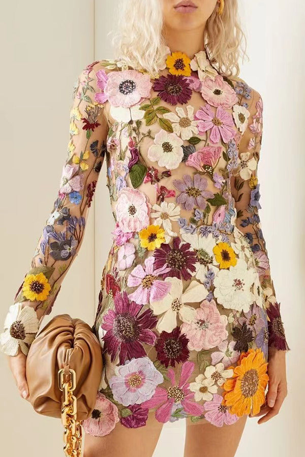 Floral Applique Party Dress