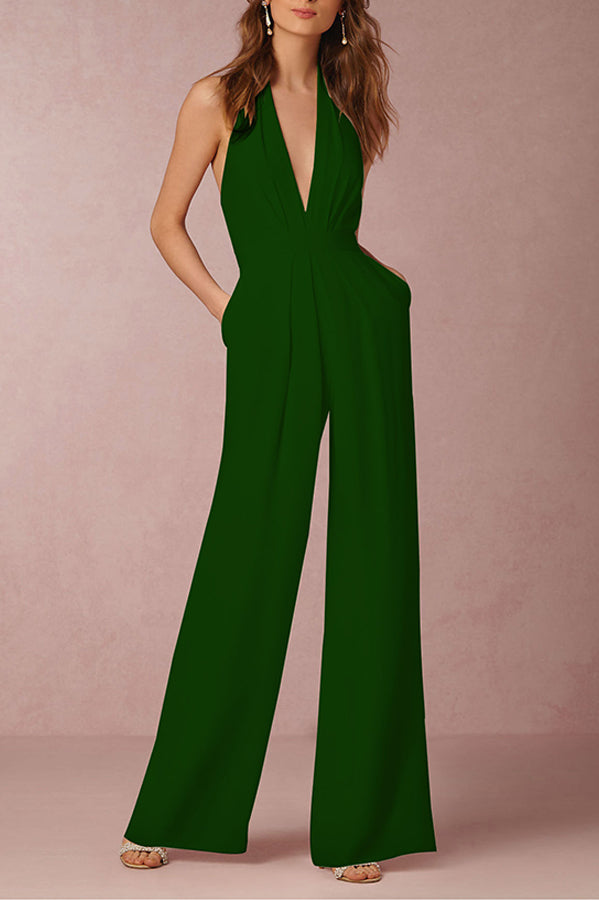Elegant Sleeveless Halter Slim Ankle Dress