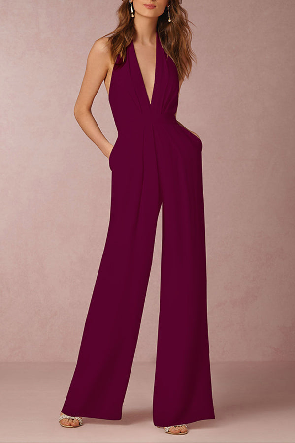 Elegant Sleeveless Halter Slim Ankle Dress