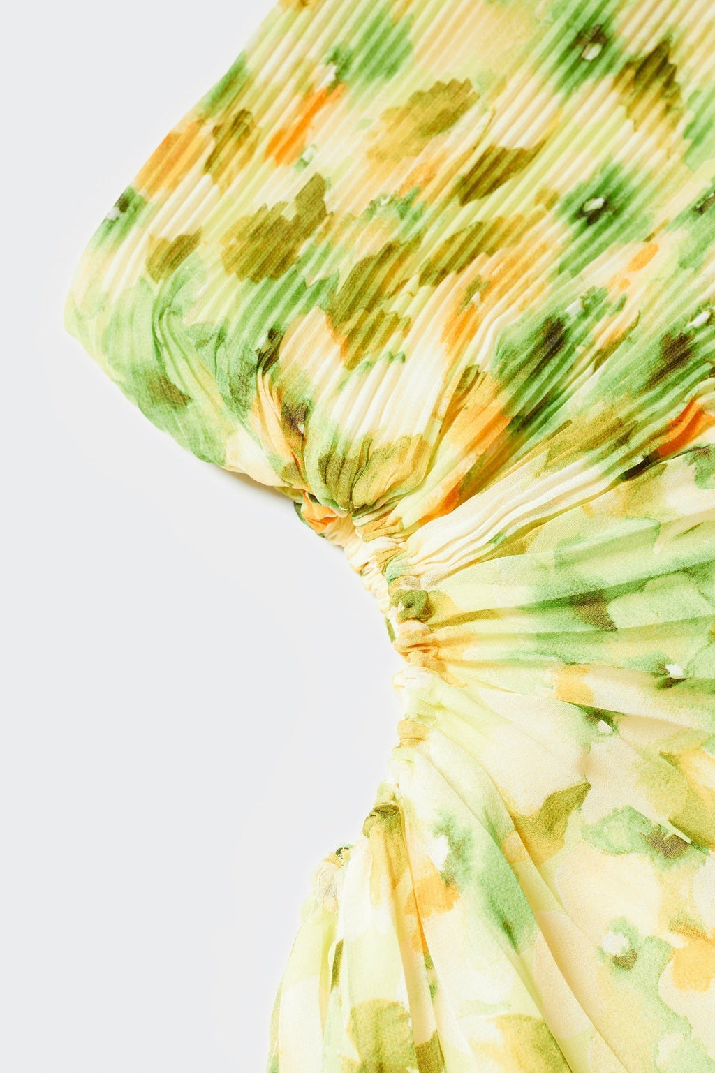 Pleated Floral Invisible Zip Dress