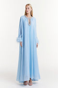 Diamante Collar Feathered Chiffon Maxi
