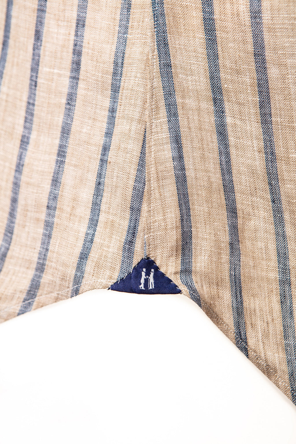 Classic Shirt in Tan With Blue Awning Stripe