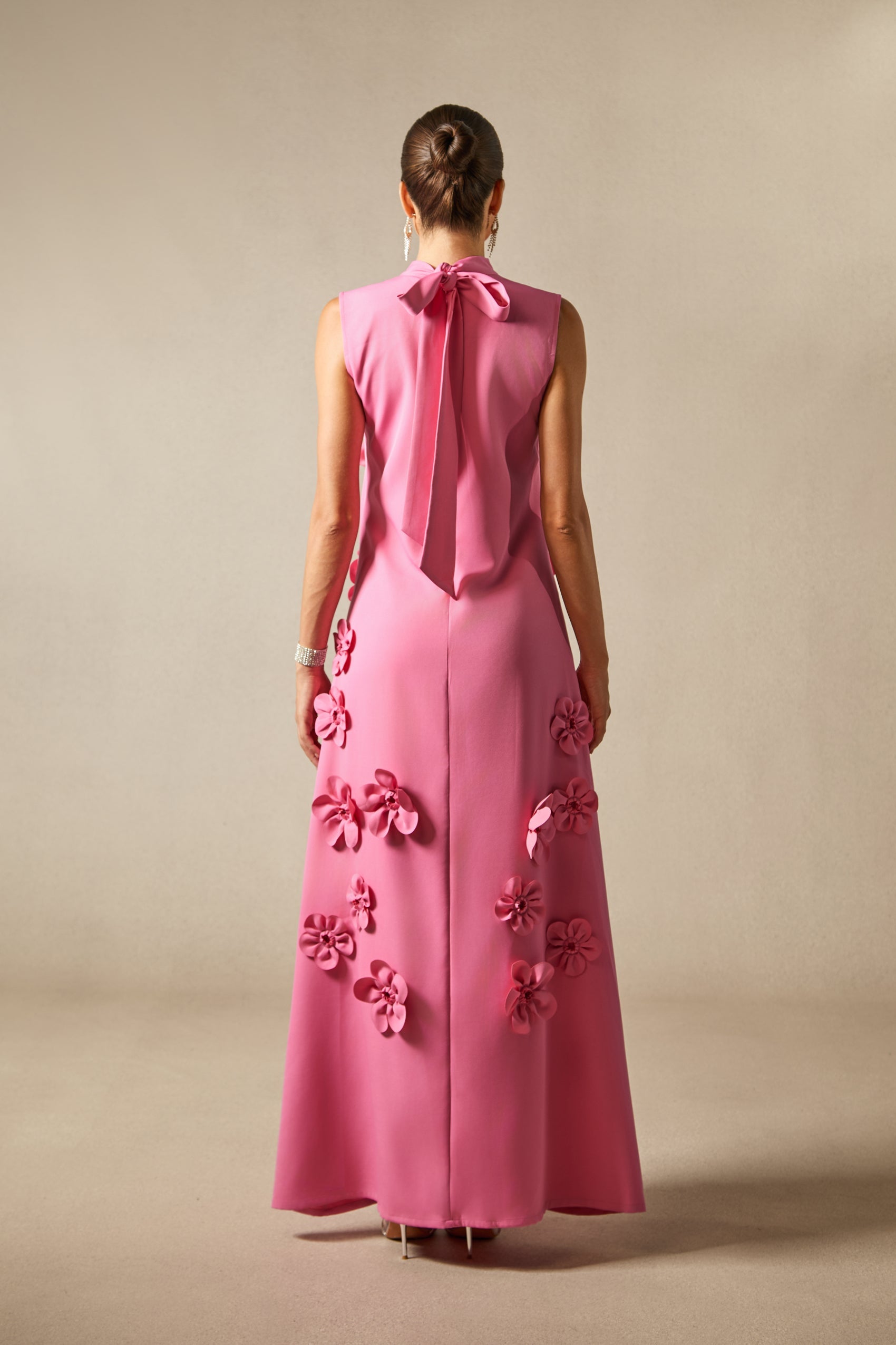 Sleeveless Mock Neck Flower Maxi