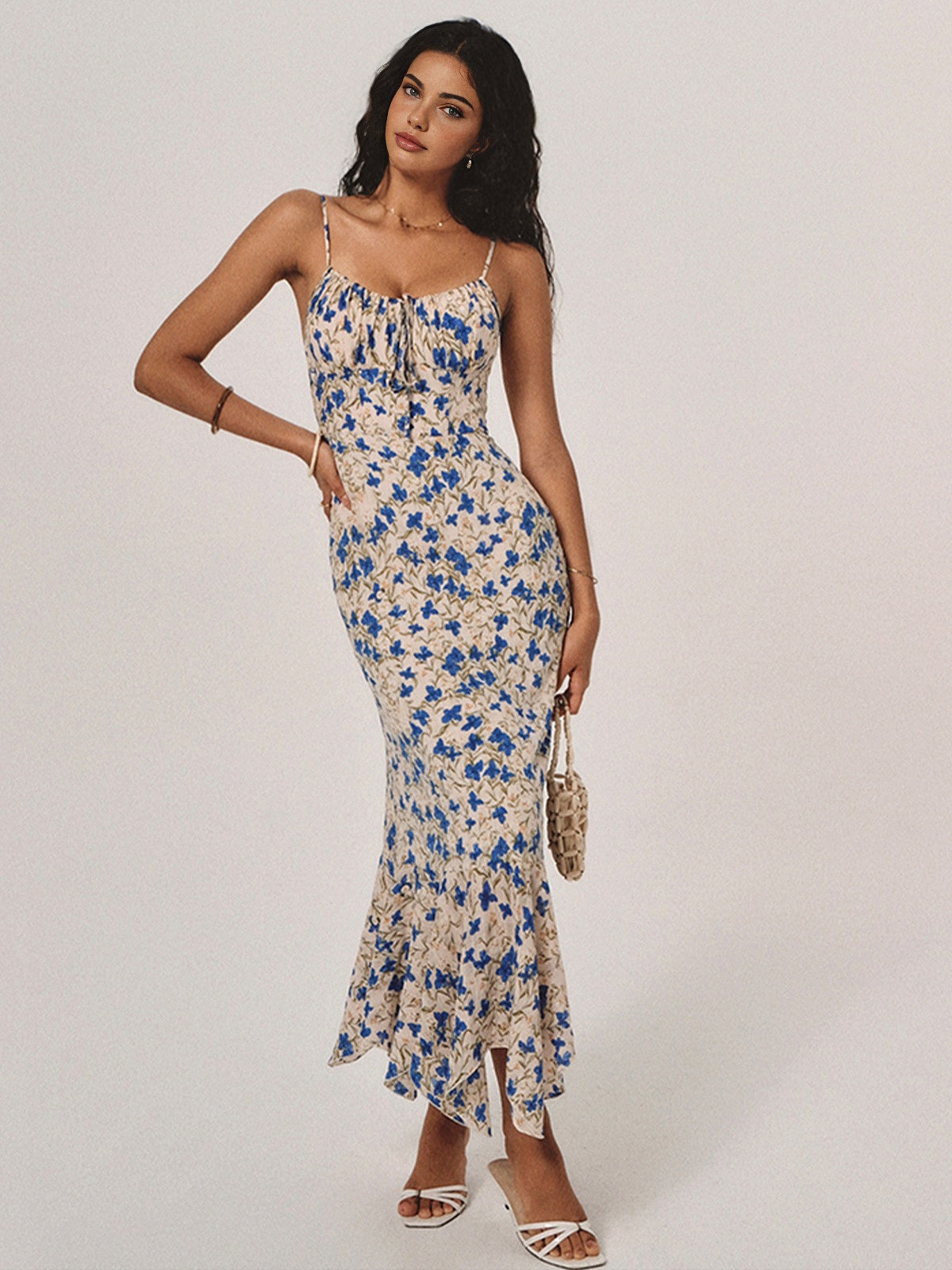 Rayon Collarless Sleeveless Dress