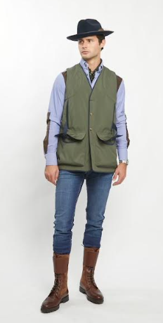 Quilted Vest in Green Technical Fabric